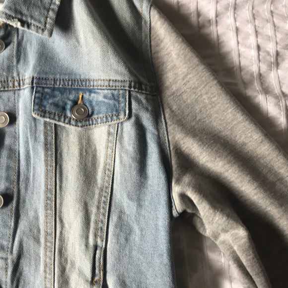 denim jacket with grey sleeves - Picture 3 of 3